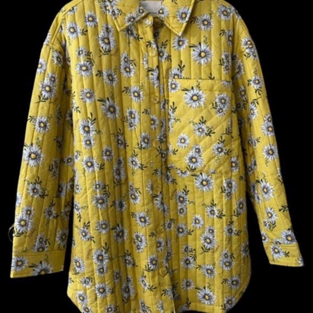NWT   Avec Les Filles - Sunflower Quilted Shacket Women's  size M
